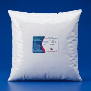 POLYGEL HG – CARBOMERO 940 para formulación de geles transparentes, presentado sobre base blanca con fondo azul profesional.